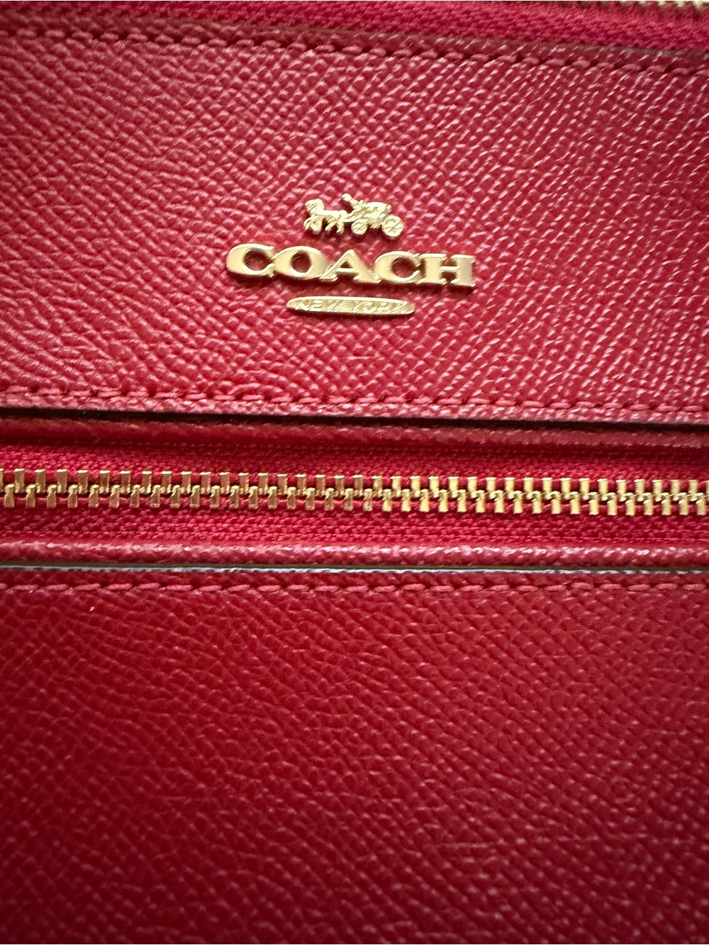 Coach Red Rowan Pouch Leather Zip-Front Wallet Clutch - Picture 5 of 8